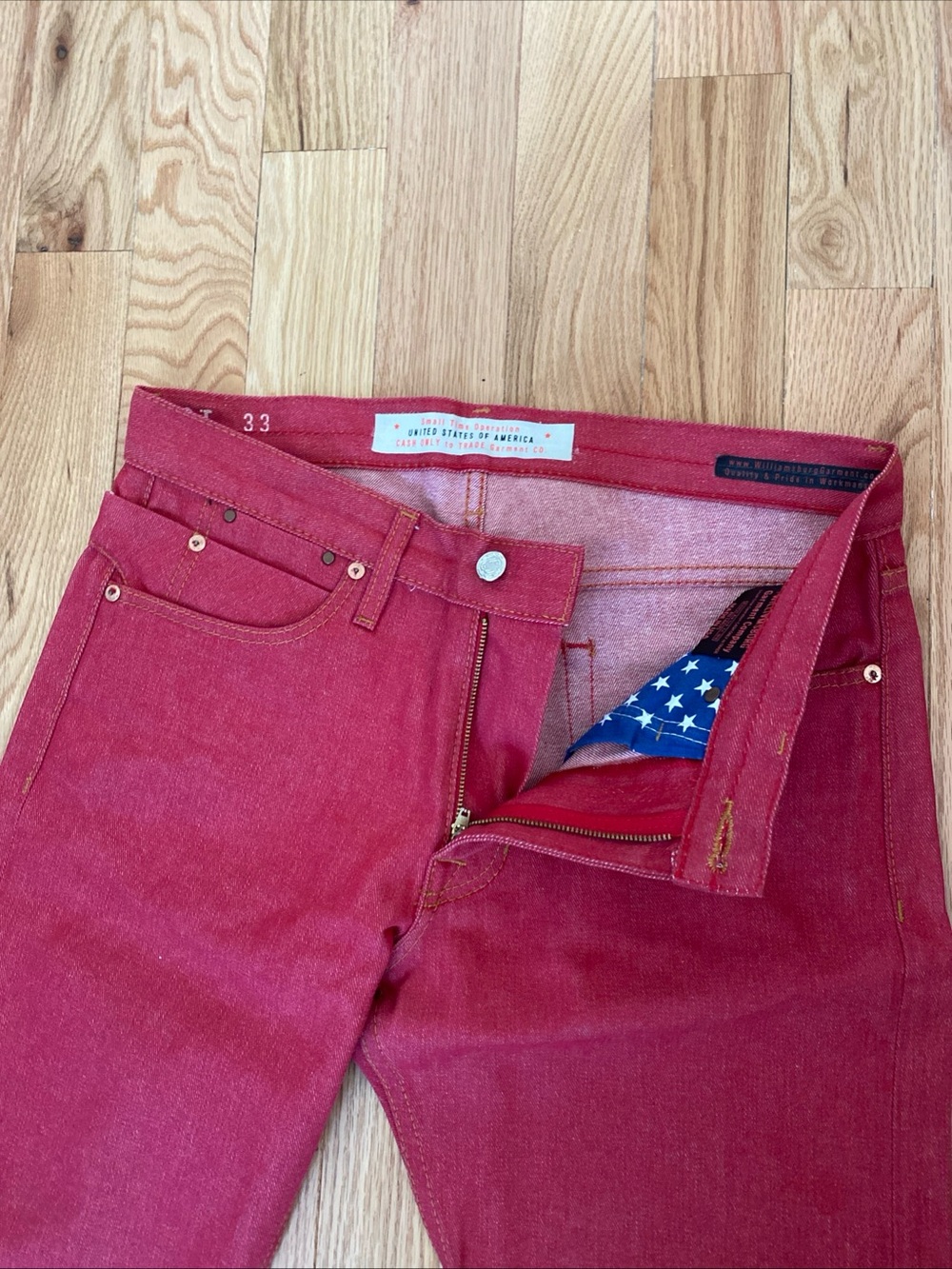 Slim Fit selvedge Men's Red Jeans 👖 - Picture 2 of 5